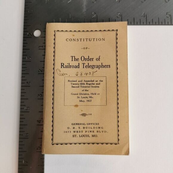 1927 Constitution Railroad Telegraphers Booklet Railway Workers St Louis MO - Picture 2 of 11